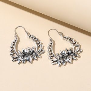 Silver lotus flower earrings boho bohemian gypsy New